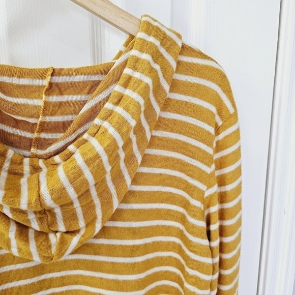 Nautical hoodie knit sweater top yellow and white small - Picture 7 of 11